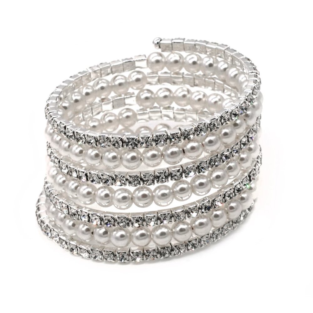 Memory wire bracelet with 7 strands and rhinestones. - Picture 2 of 3